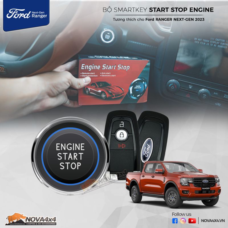 Bộ Smart Key Start Stop Engine cho Ford Ranger 2023
