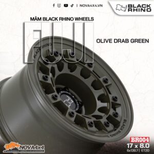 Mâm Black Rhino Fuji BR004 17×8 | 6×139.7 | ET20 | CB 106,1 (màu xanh Olive)